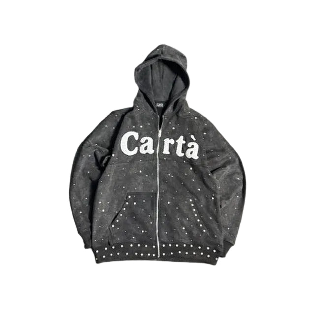 Cartà Fortuna Crystal-Studded Zip Hoodie